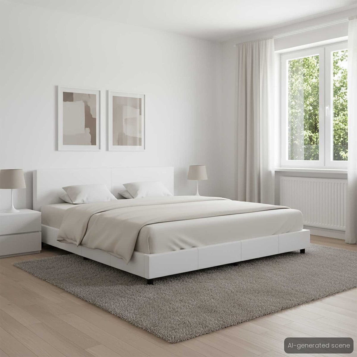 Bettgestell Weiß Kunstleder 180x200 cm