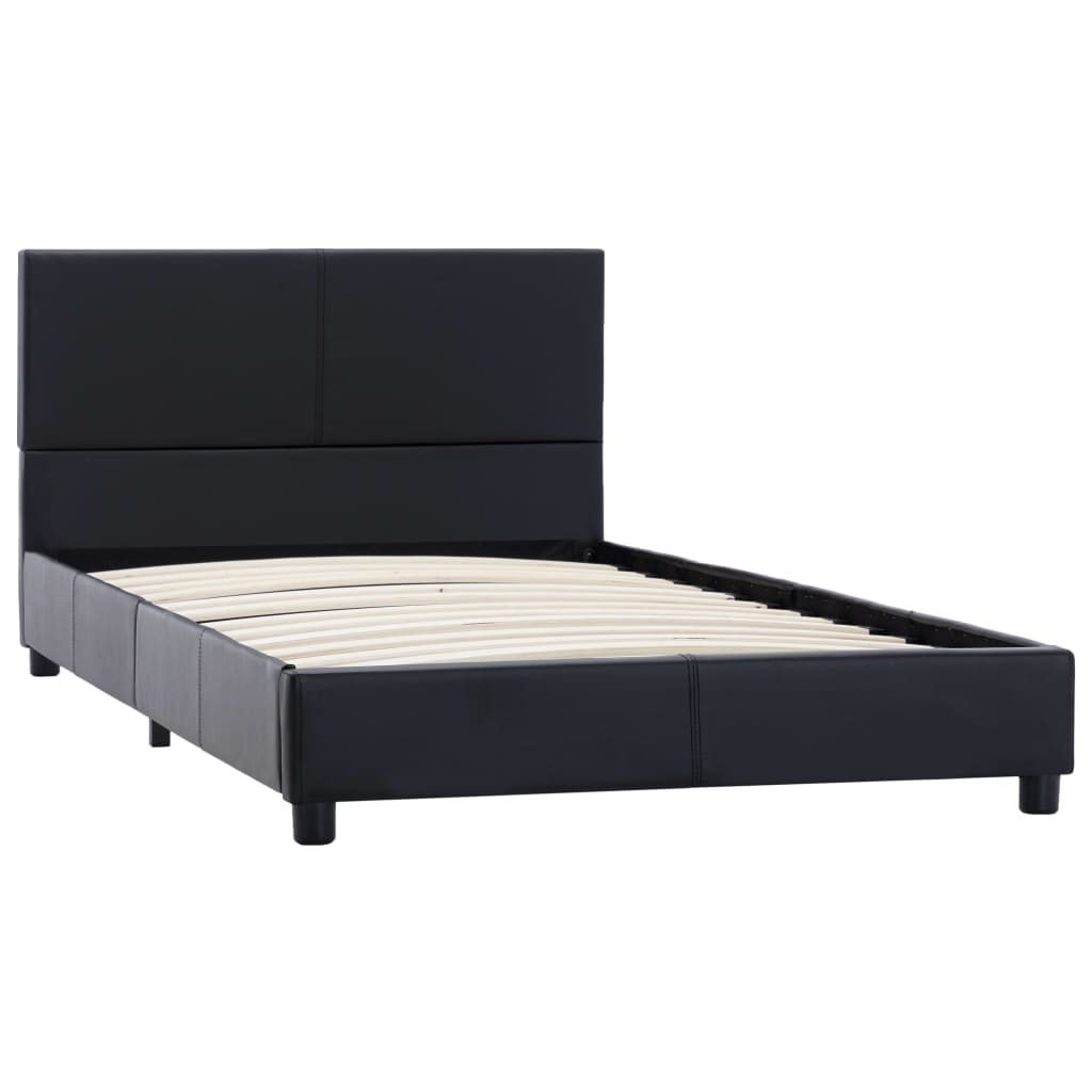 Bettgestell Schwarz Kunstleder 90x200 cm