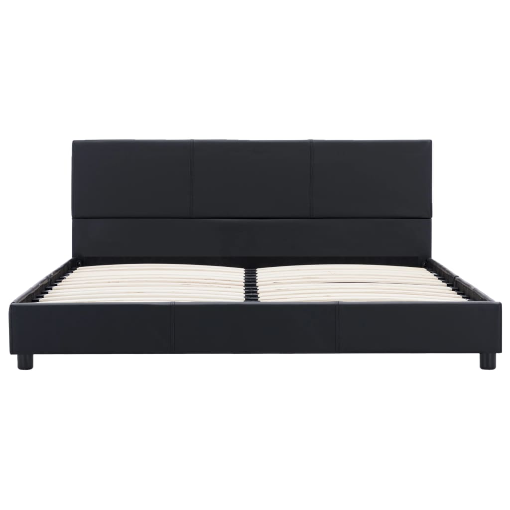 Bettgestell Schwarz Kunstleder 120x200 cm