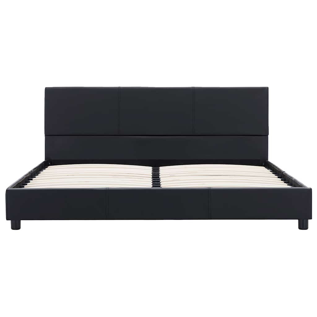 Bettgestell Schwarz Kunstleder 140x200 cm