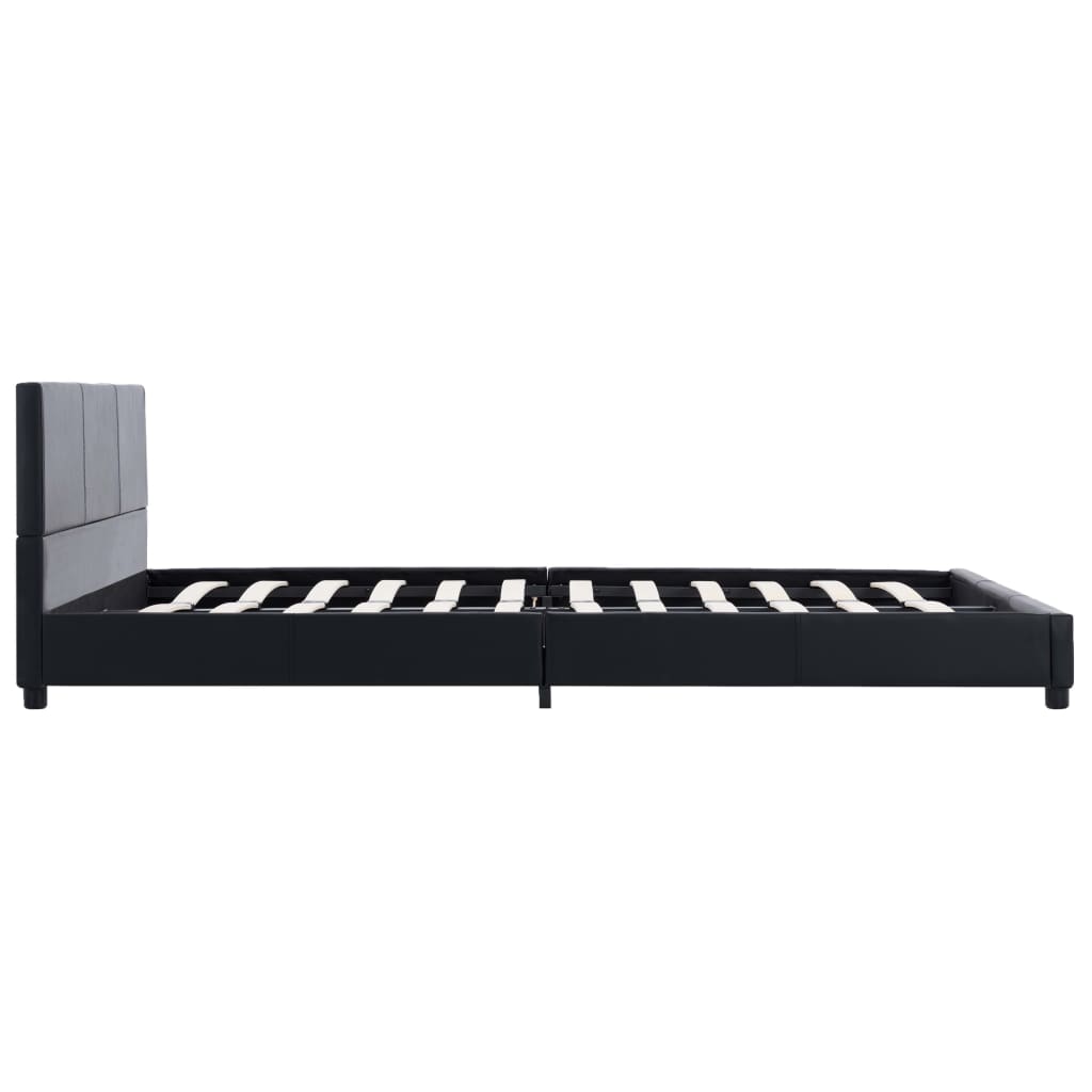 Bettgestell Schwarz Kunstleder 140x200 cm