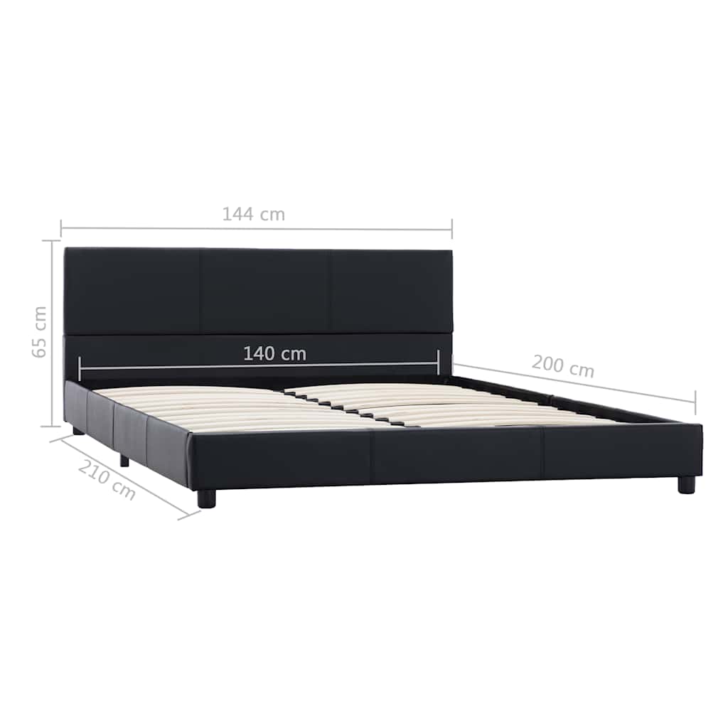 Bettgestell Schwarz Kunstleder 140x200 cm
