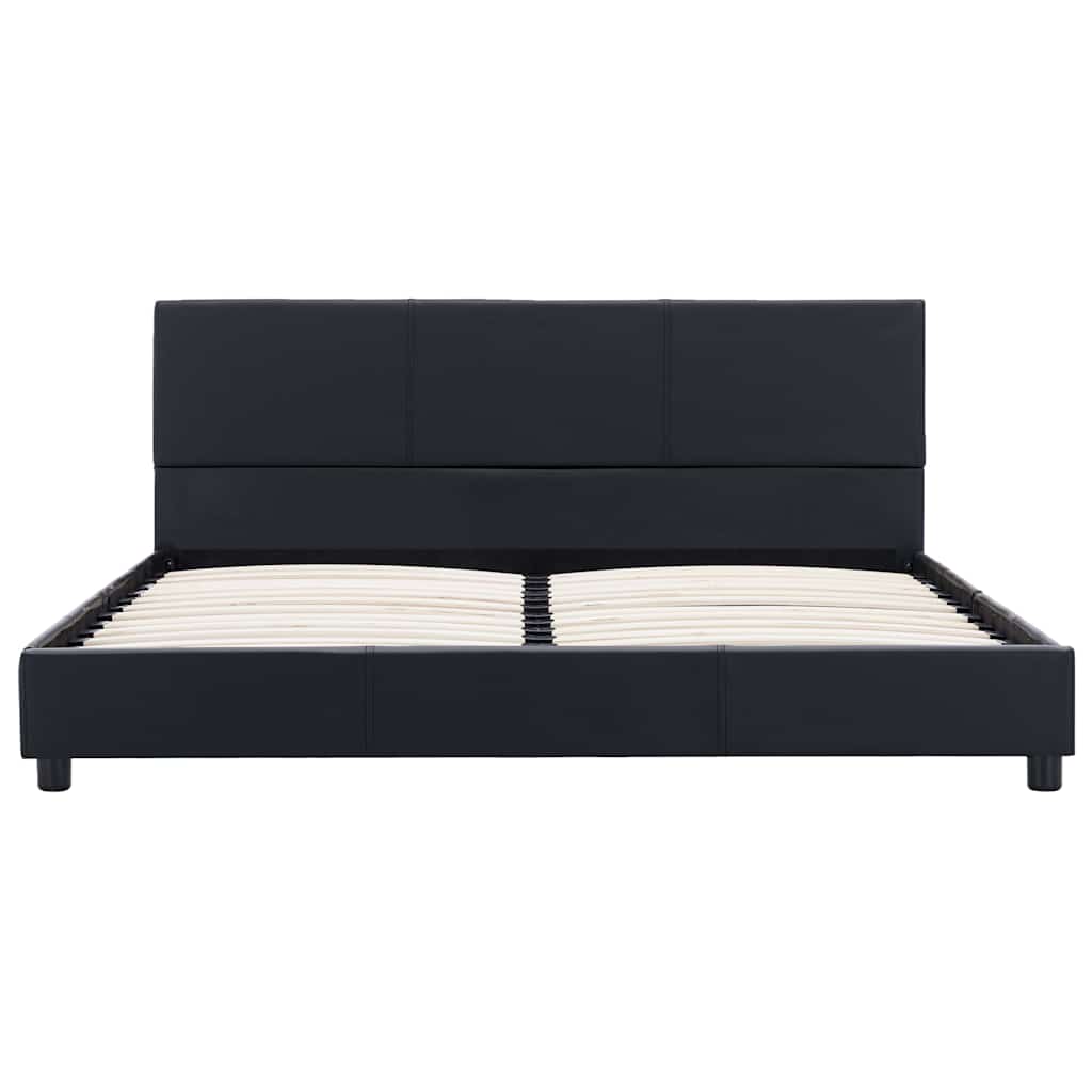 Bettgestell Schwarz Kunstleder 160x200 cm