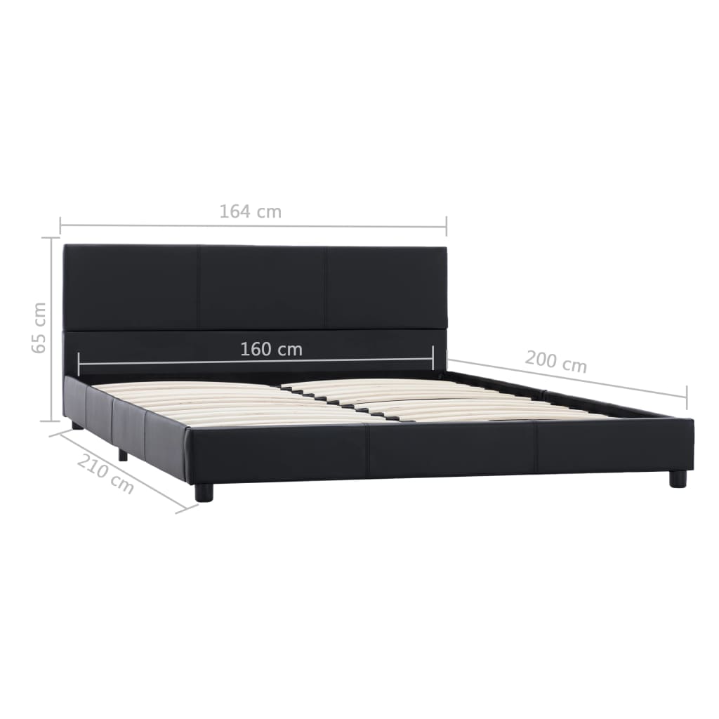 Bettgestell Schwarz Kunstleder 160x200 cm
