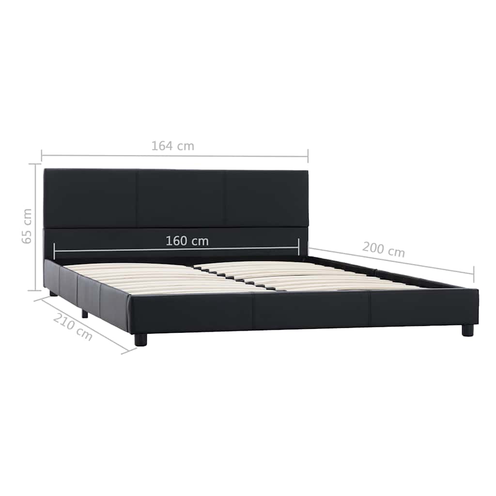 Bettgestell Schwarz Kunstleder 160x200 cm