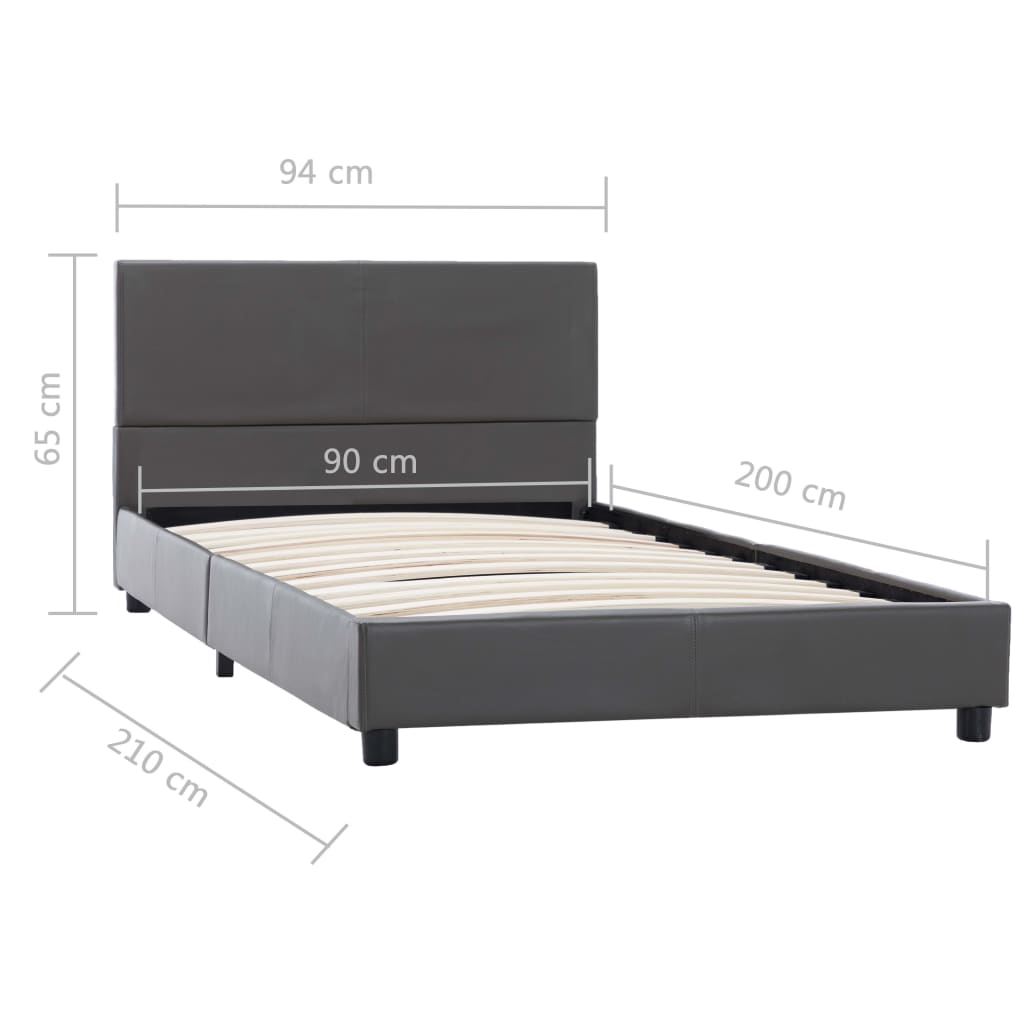 Bettgestell Grau Kunstleder 90x200 cm