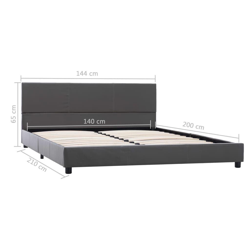 Bettgestell Grau Kunstleder 140x200 cm