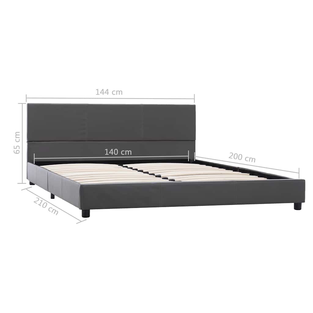 Bettgestell Grau Kunstleder 140x200 cm