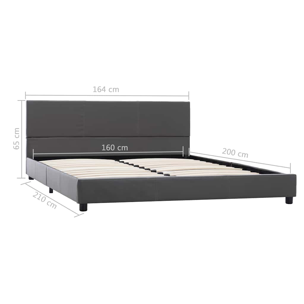 Bettgestell Grau Kunstleder 160x200 cm