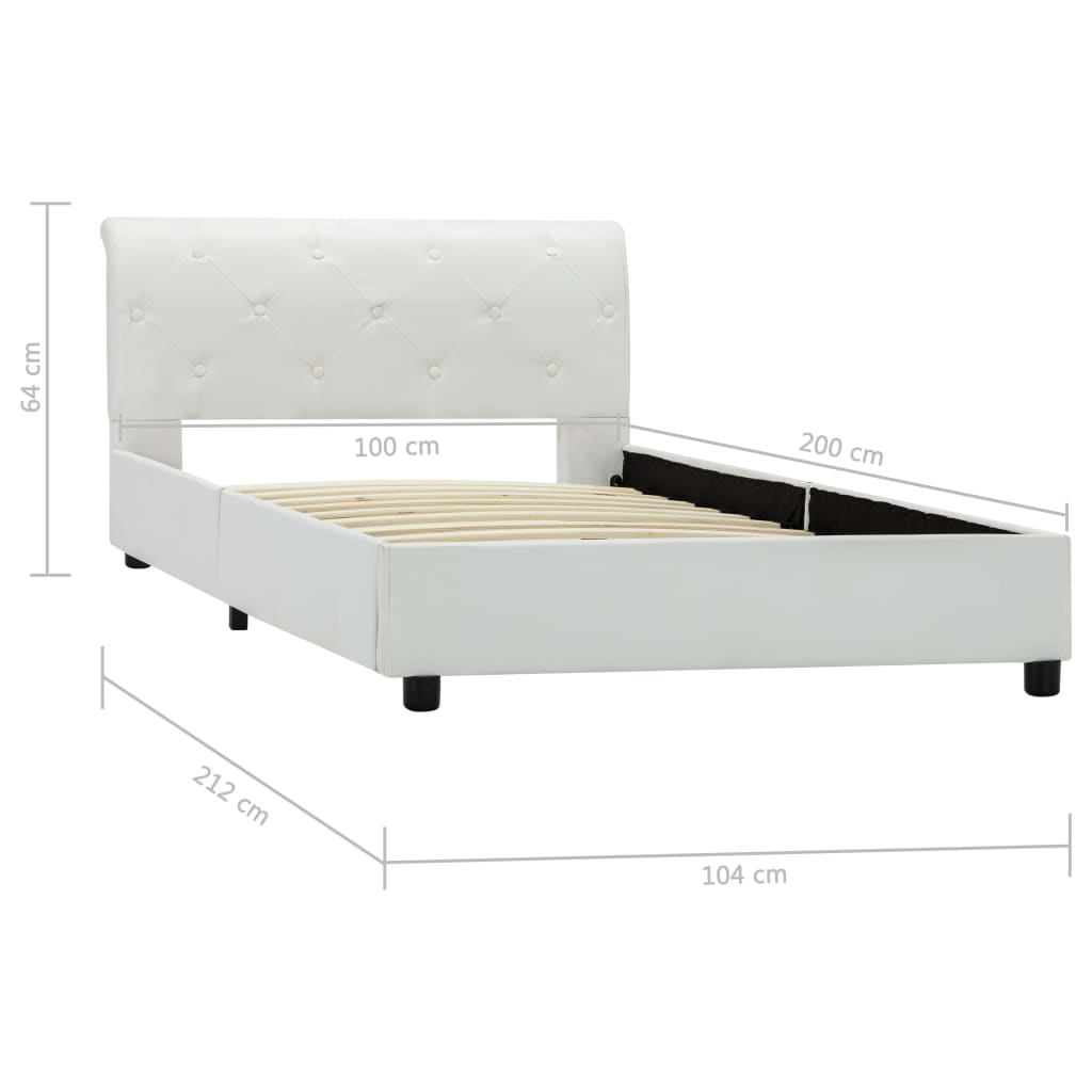 Bettgestell Weiß Kunstleder 100×200 cm