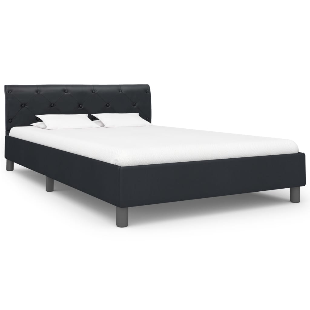 Bettgestell Schwarz Kunstleder 140 × 200 cm