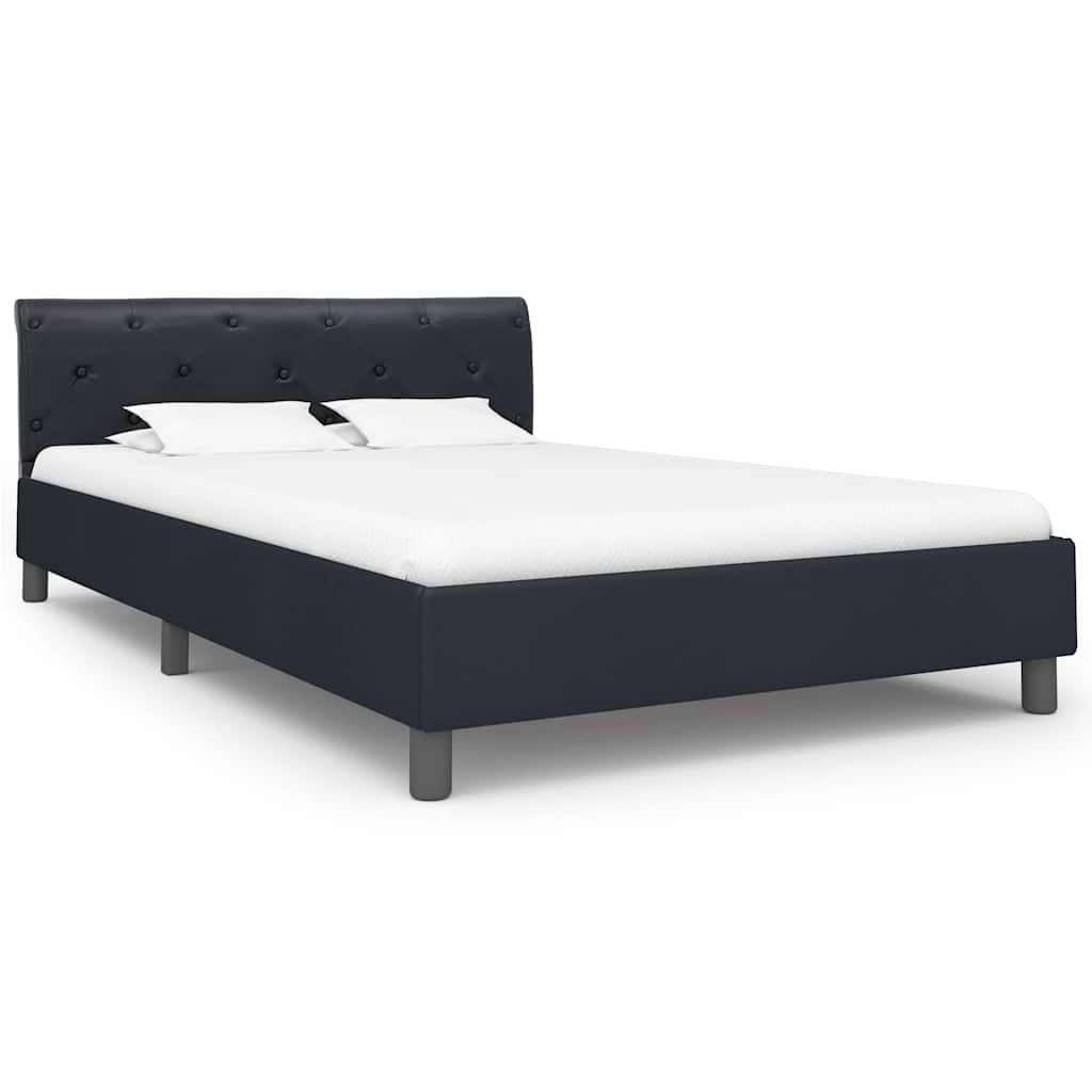 Bettgestell Schwarz Kunstleder 140 × 200 cm