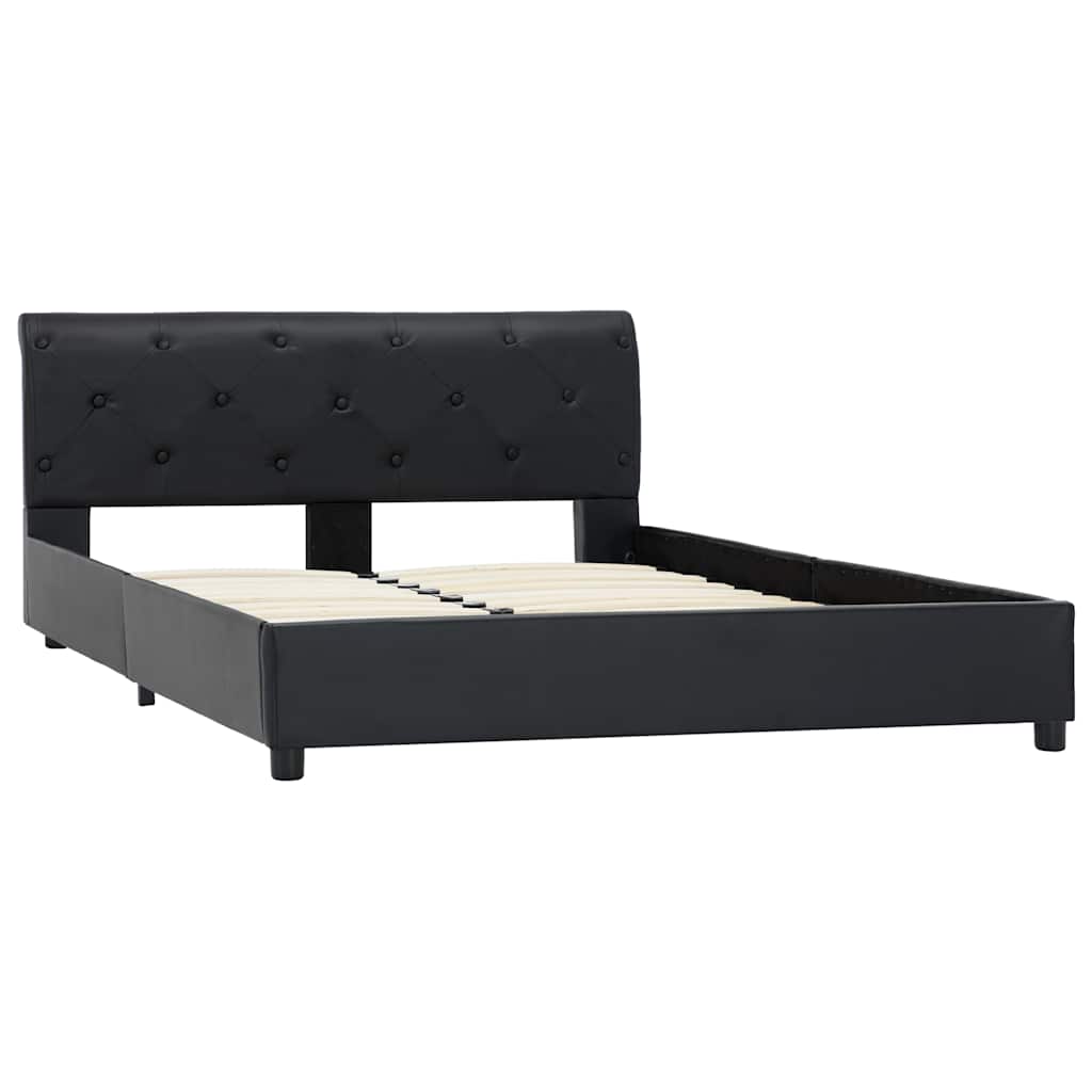 Bettgestell Schwarz Kunstleder 140 × 200 cm