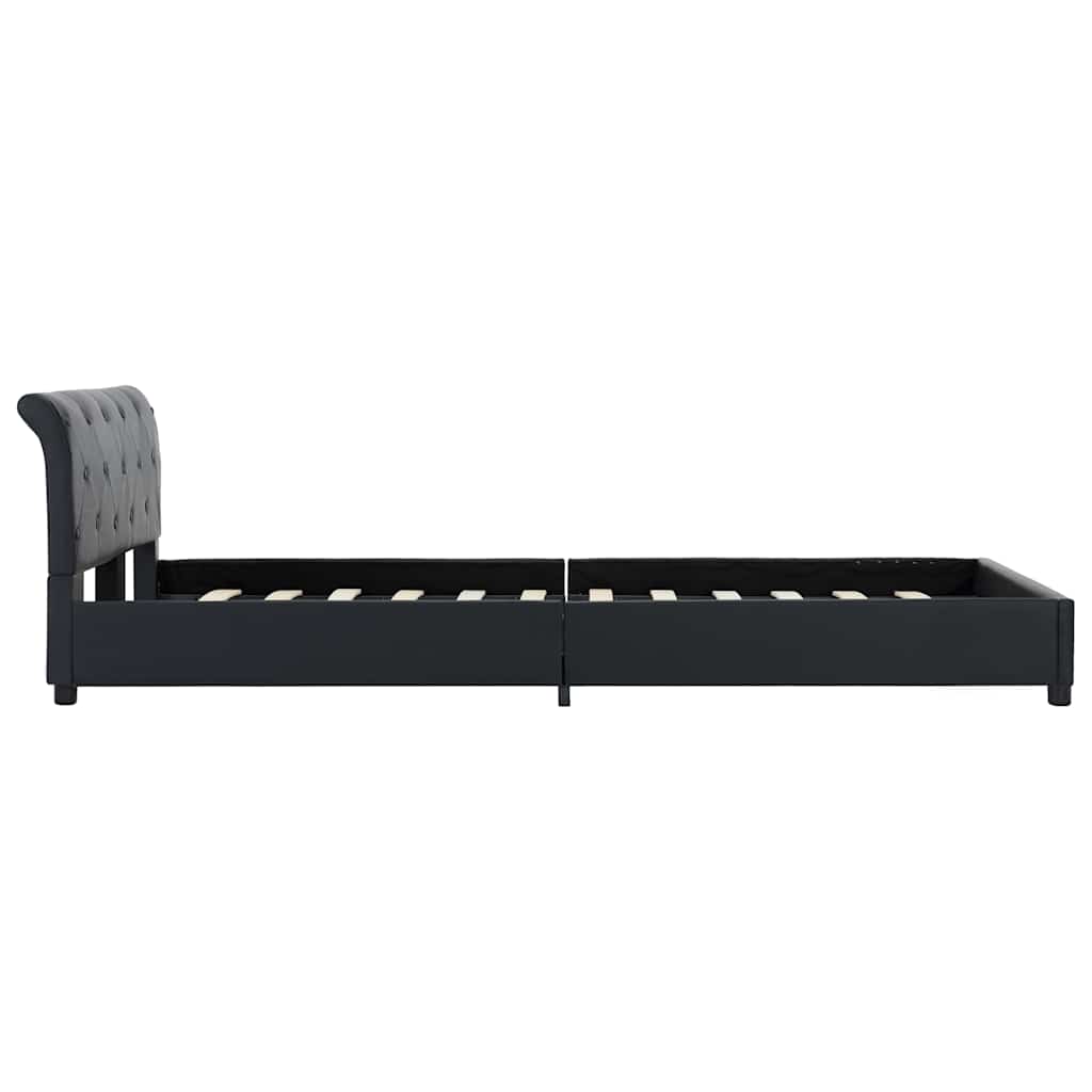 Bettgestell Schwarz Kunstleder 140 × 200 cm