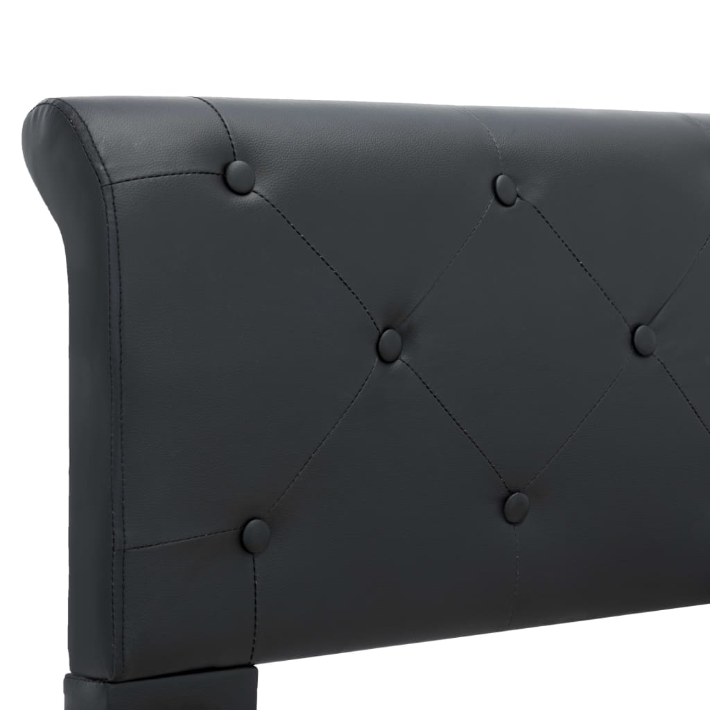 Bettgestell Schwarz Kunstleder 140 × 200 cm