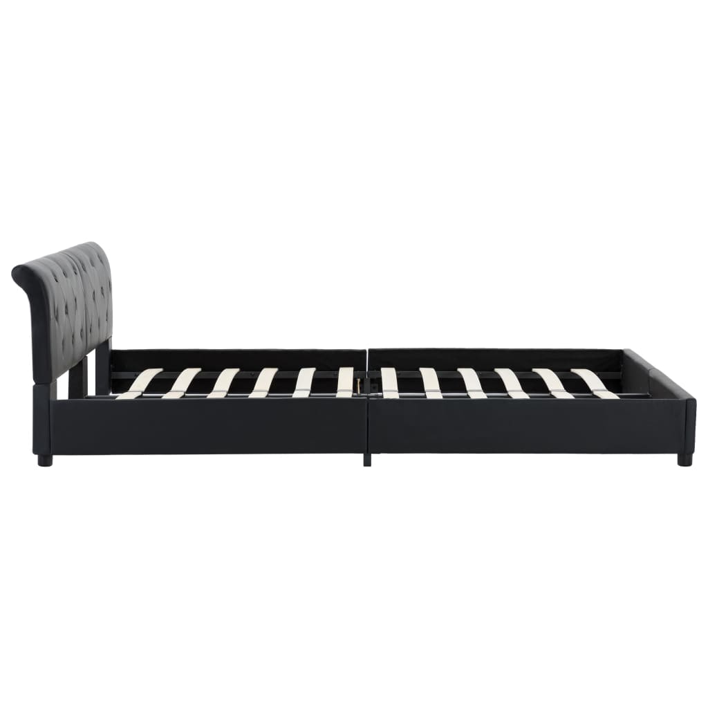 Bettgestell Schwarz Kunstleder 160 × 200 cm
