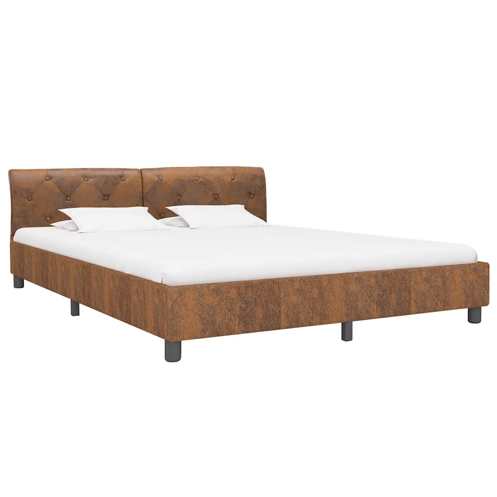 Bettgestell Braun Wildleder-Optik 160 x 200 cm