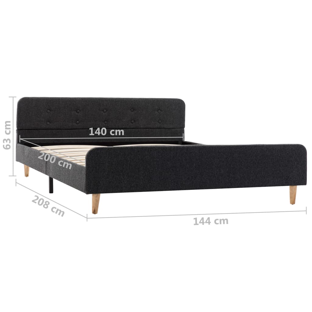 Bettgestell Dunkelgrau Sackleinen 140x200 cm