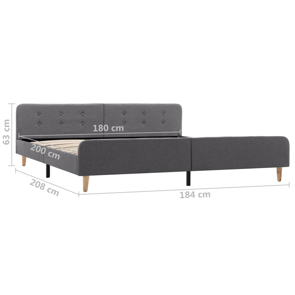 Bettgestell Hellgrau Stoff 180×200 cm