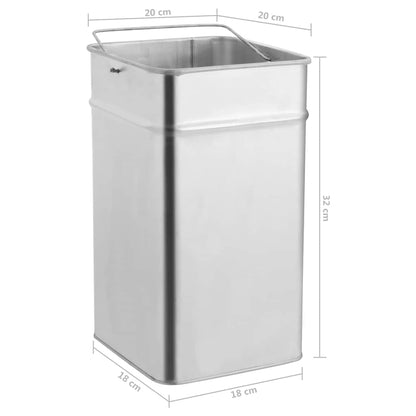 Mülleimer mit Aschenbecher 36 L Edelstahl