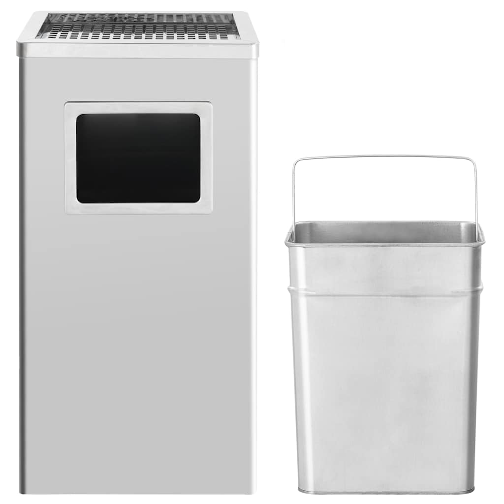 Mülleimer mit Aschenbecher 45 L Edelstahl