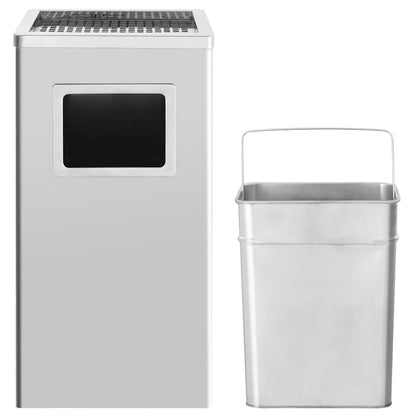 Mülleimer mit Aschenbecher 45 L Edelstahl