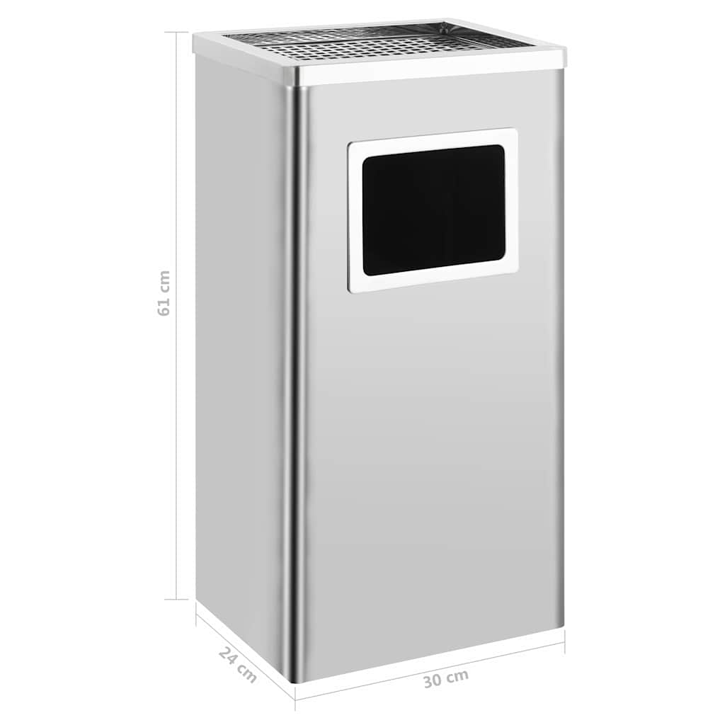 Mülleimer mit Aschenbecher 45 L Edelstahl