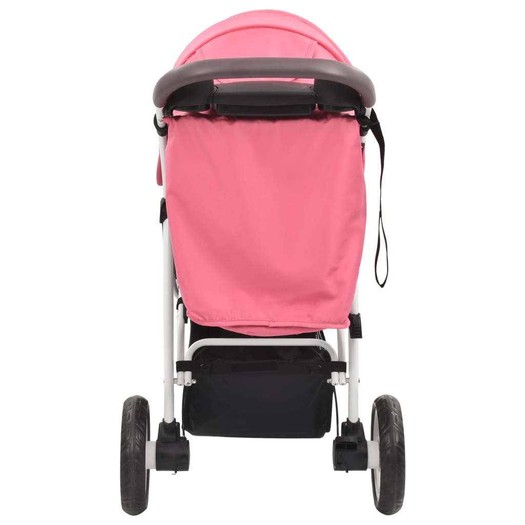 3-Rad-Kinderwagen Rosa und Schwarz