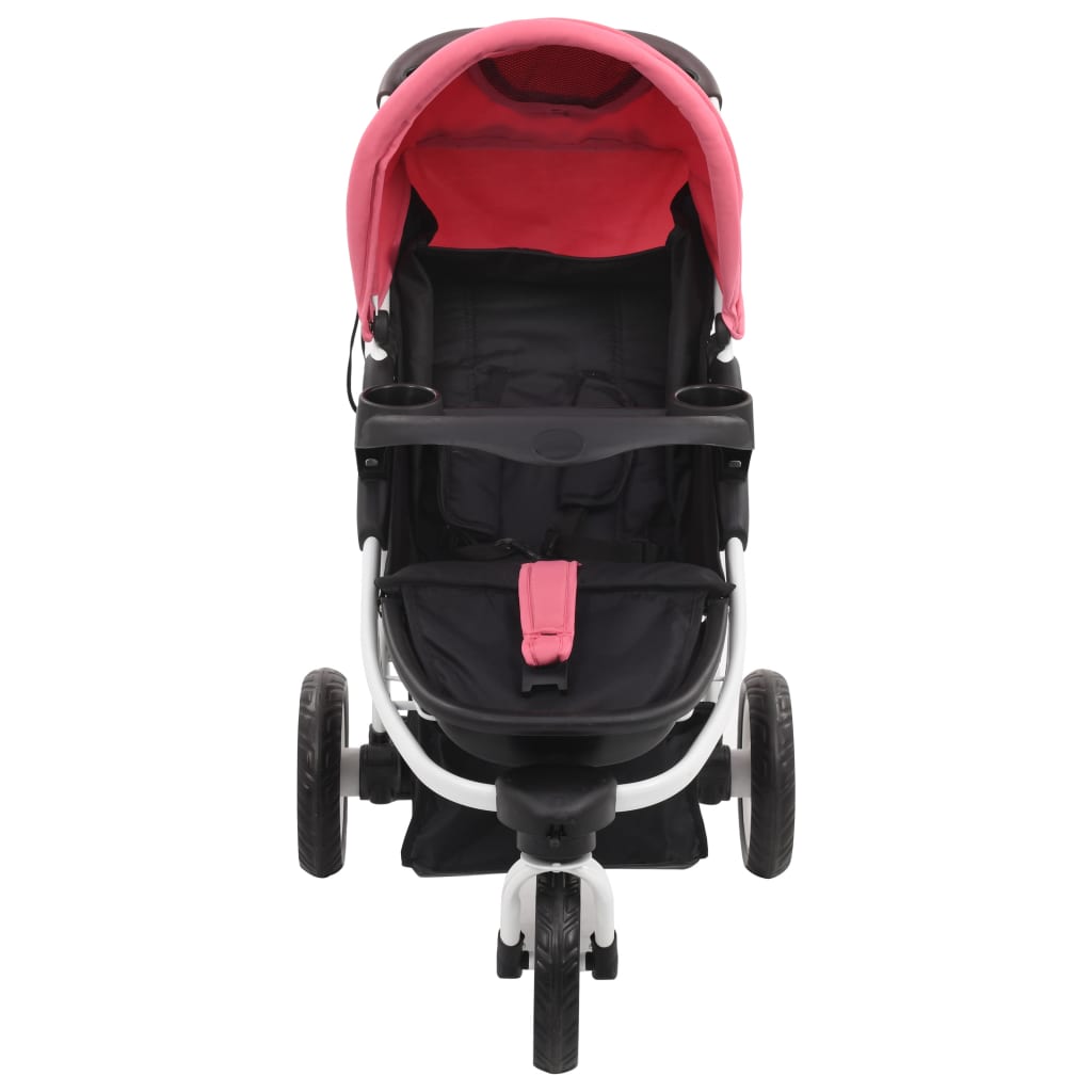 3-Rad-Kinderwagen Rosa und Schwarz