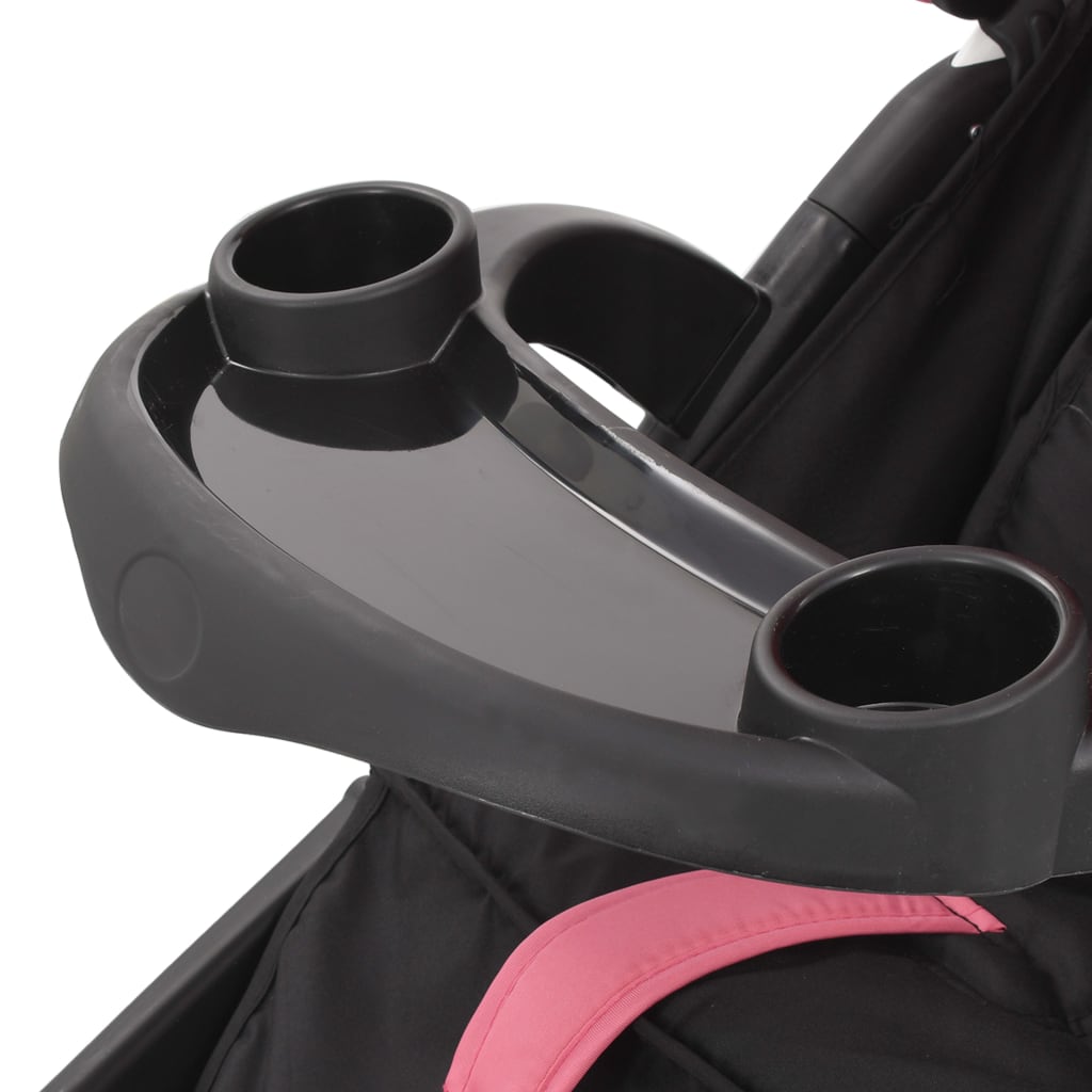 3-Rad-Kinderwagen Rosa und Schwarz