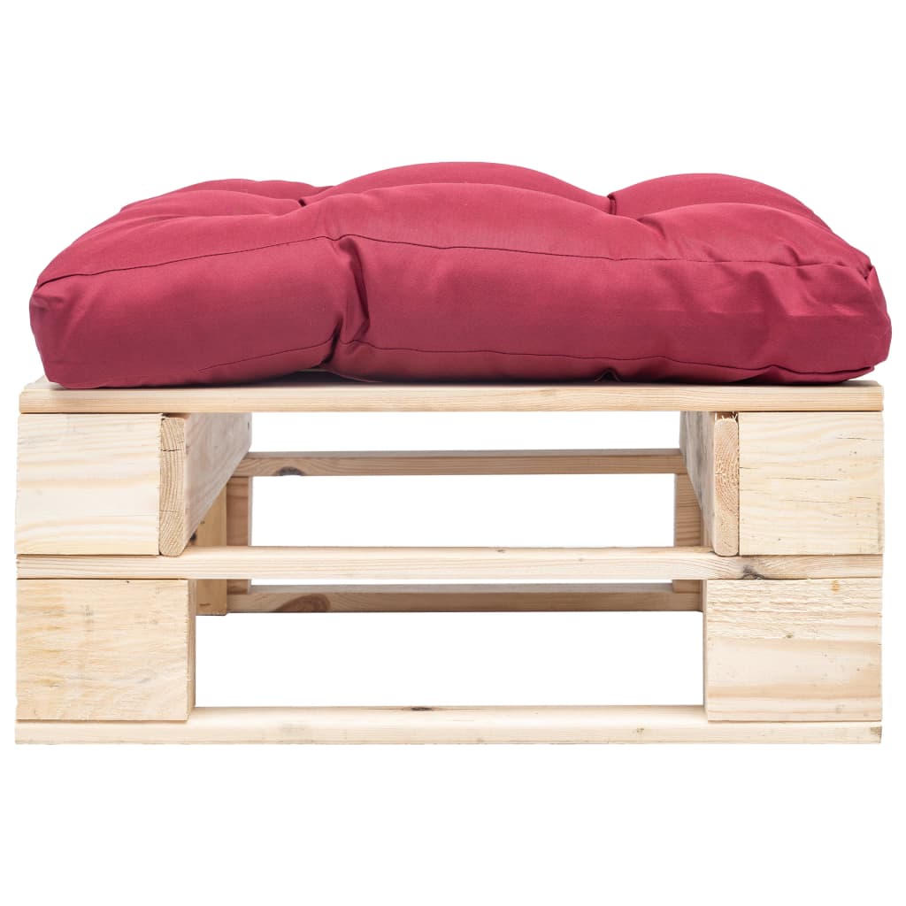 Garten-Palettenhocker mit Kissen in Rot Holz Natur