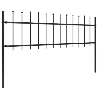 Gartenzaun mit Speerspitze Stahl 671 x 60 cm Schwarz