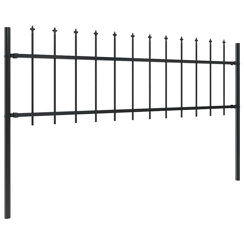 Gartenzaun mit Speerspitze Stahl 1673 x 60 cm Schwarz