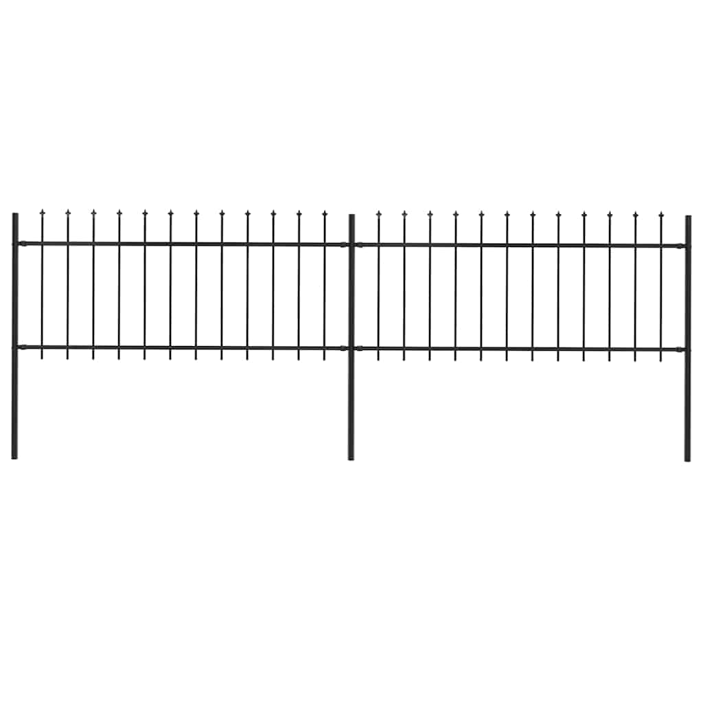 Gartenzaun mit Speerspitze Stahl 337 x 80 cm Schwarz