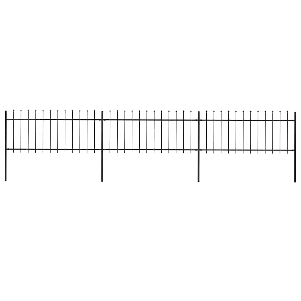 Gartenzaun mit Speerspitze Stahl 504 x 80 cm Schwarz