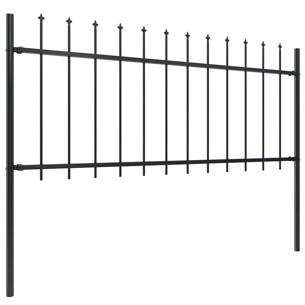 Gartenzaun mit Speerspitze Stahl 671 x 80 cm Schwarz