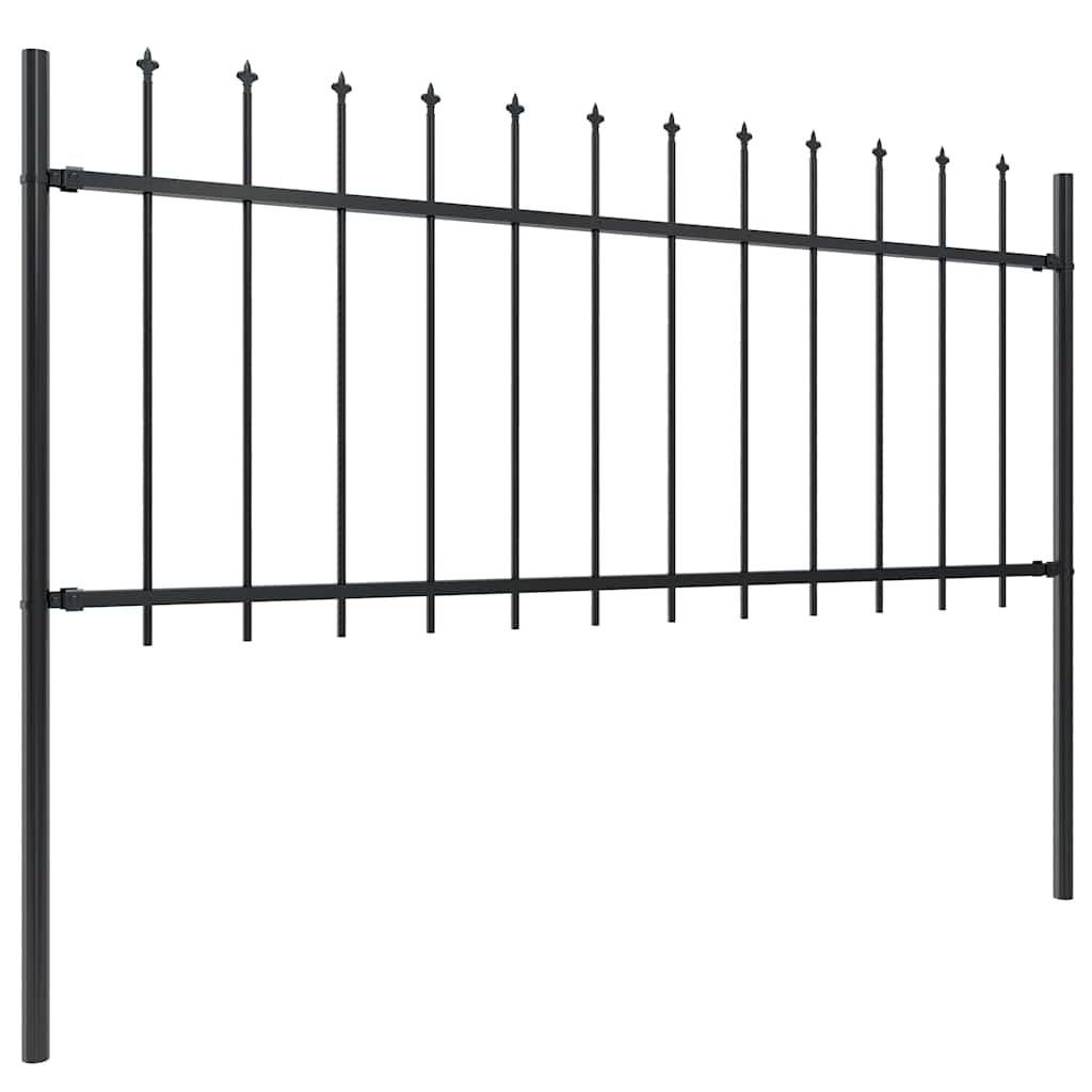 Gartenzaun mit Speerspitze Stahl 838 x 80 cm Schwarz