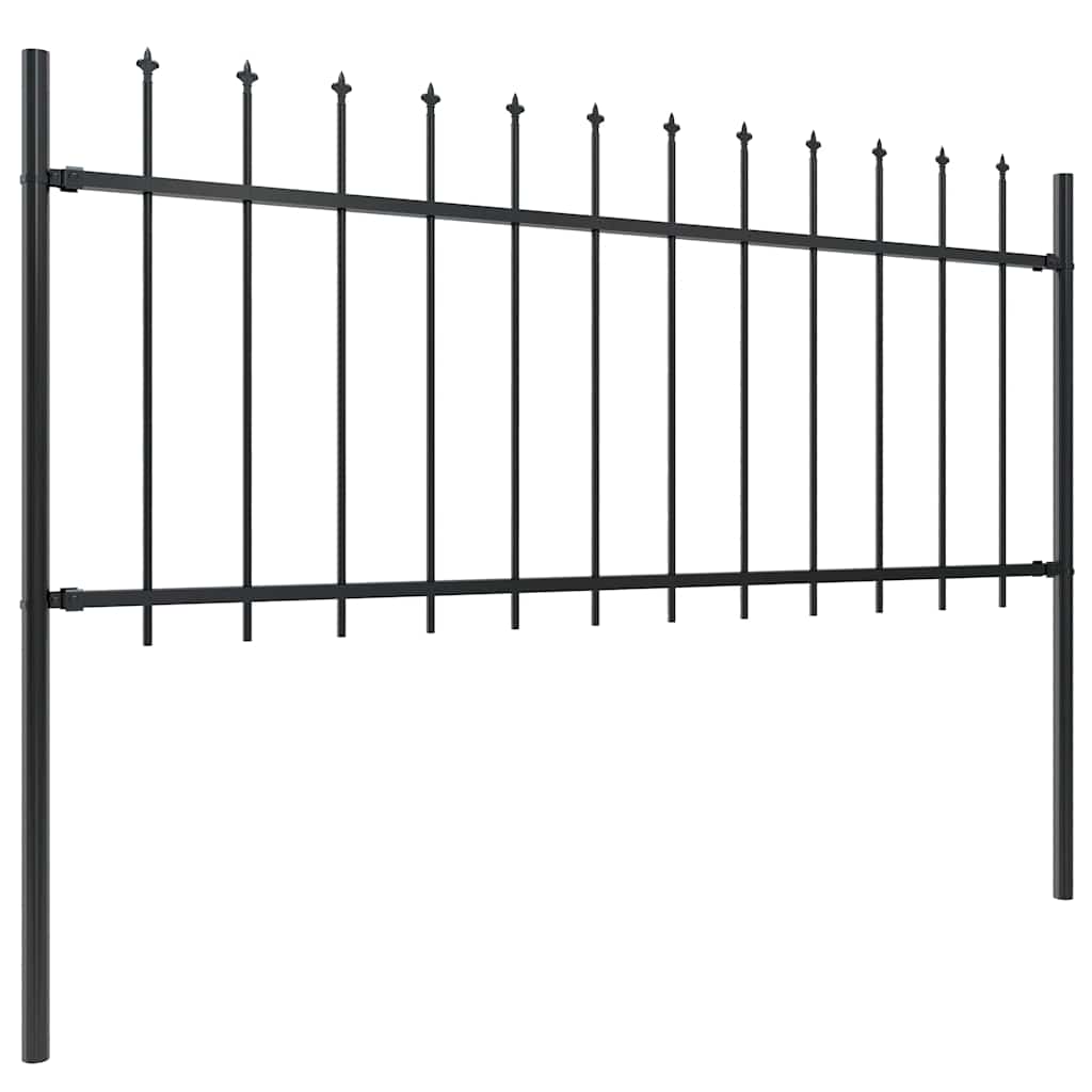 Gartenzaun mit Speerspitze Stahl 1172 x 80 cm Schwarz
