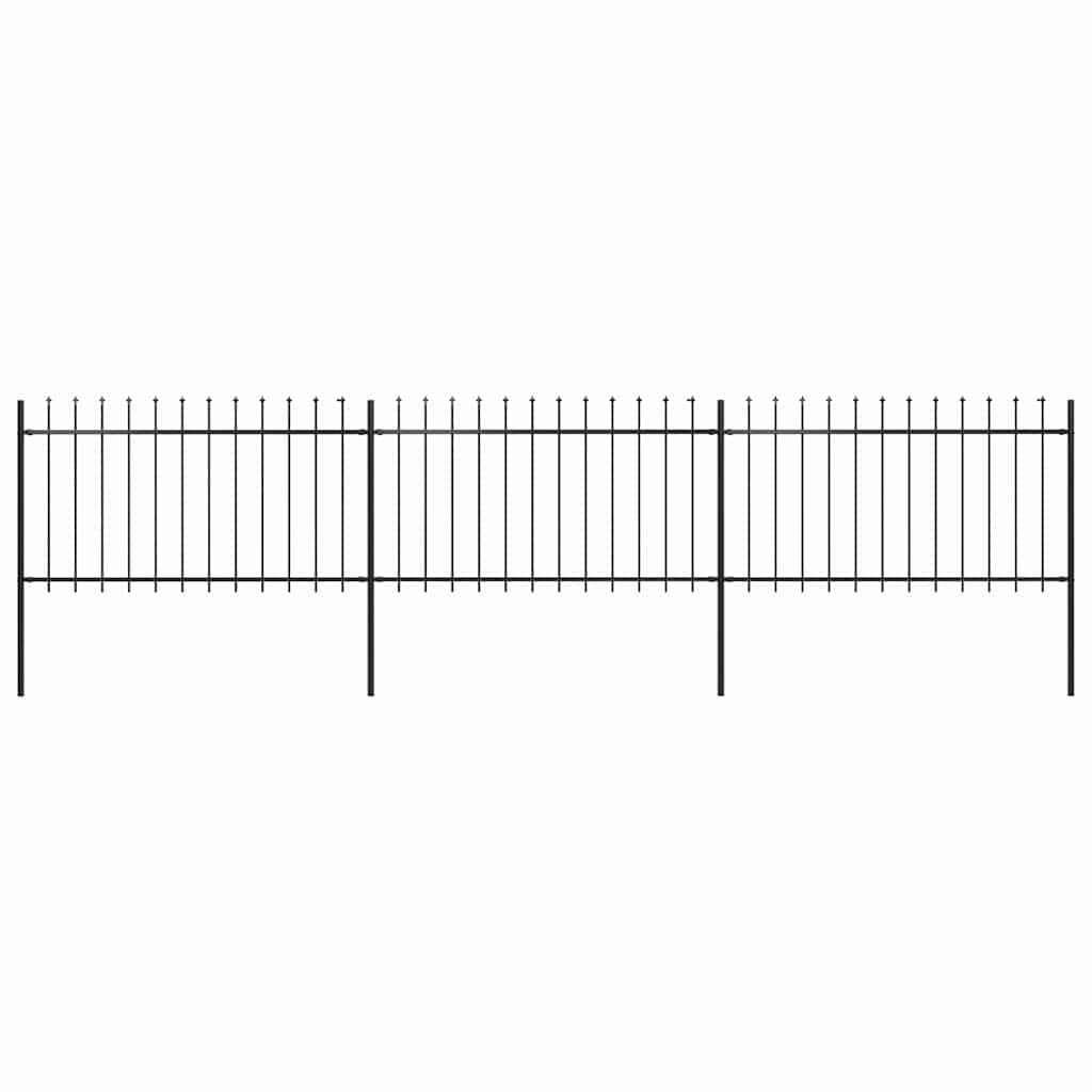 Gartenzaun mit Speerspitze Stahl 504 x 100 cm Schwarz
