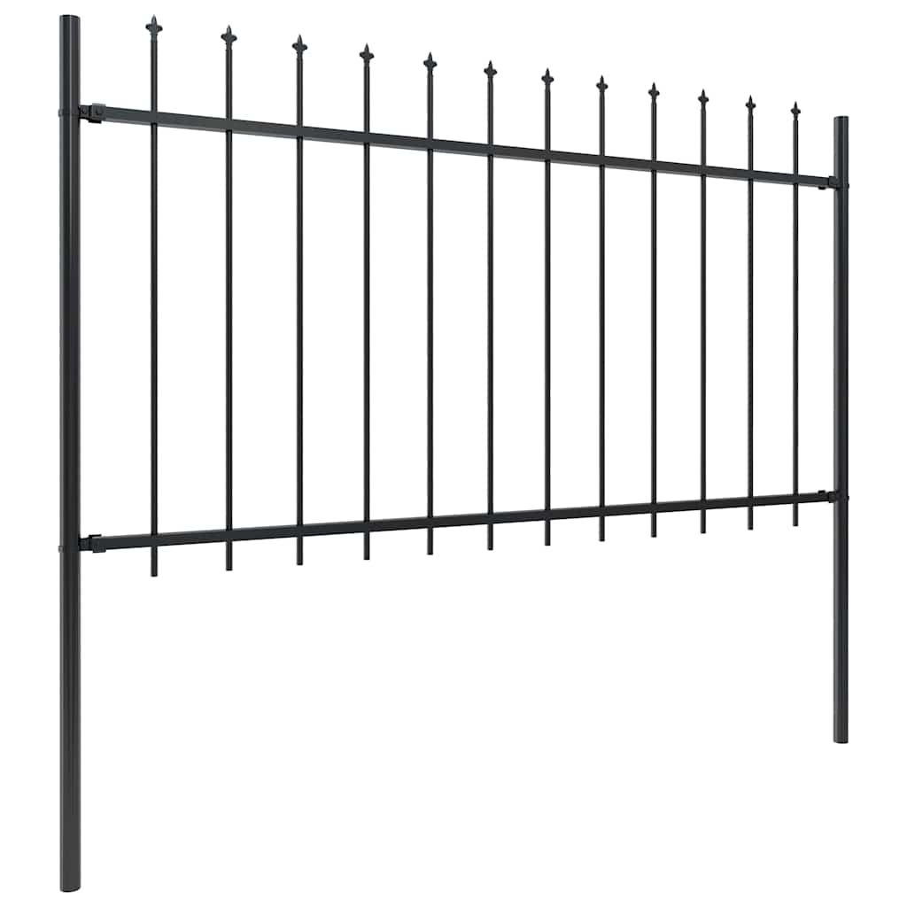 Gartenzaun mit Speerspitze Stahl 1506 x 100 cm Schwarz