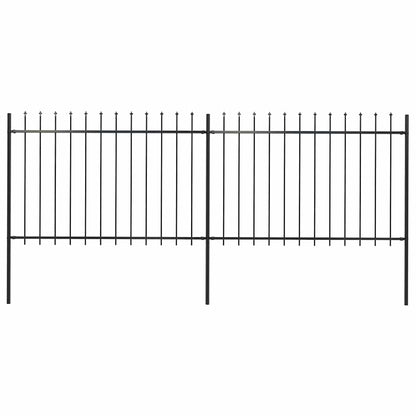 Gartenzaun mit Speerspitze Stahl 337 x 120 cm Schwarz