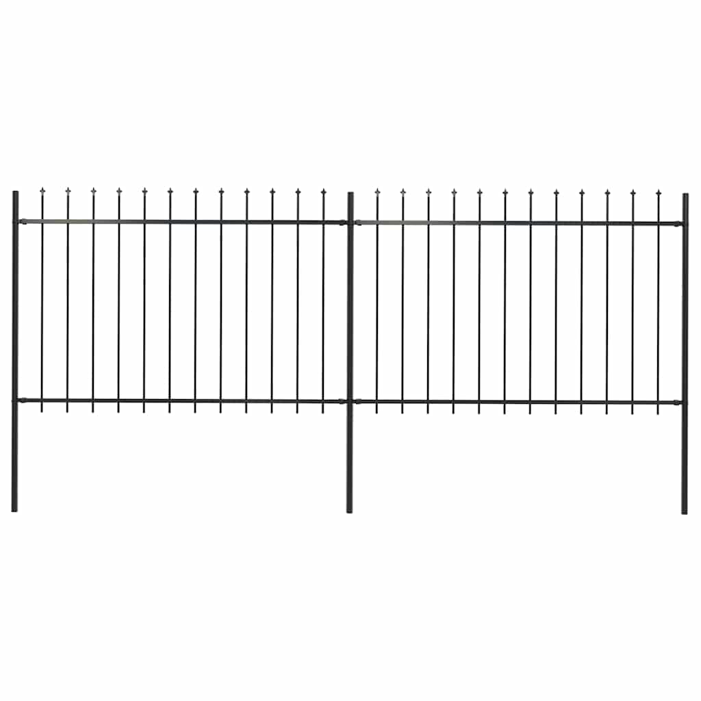 Gartenzaun mit Speerspitze Stahl 337 x 120 cm Schwarz