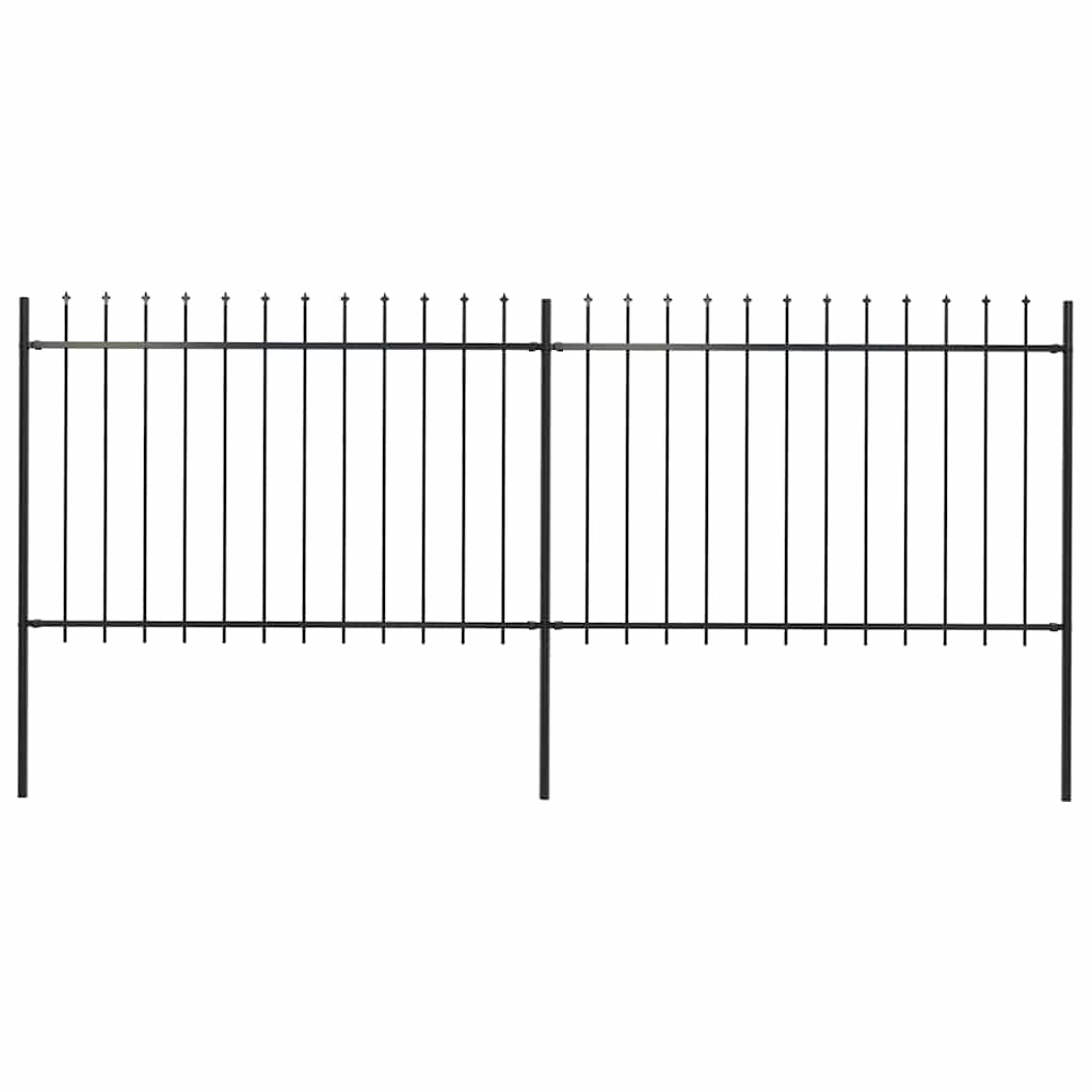Gartenzaun mit Speerspitze Stahl 337 x 120 cm Schwarz
