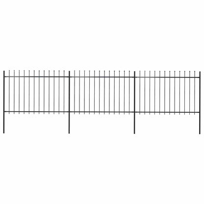 Gartenzaun mit Speerspitze Stahl 504 x 120 cm Schwarz
