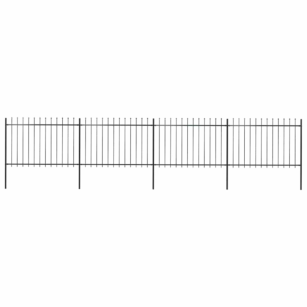 Gartenzaun mit Speerspitze Stahl 671 x 120 cm Schwarz