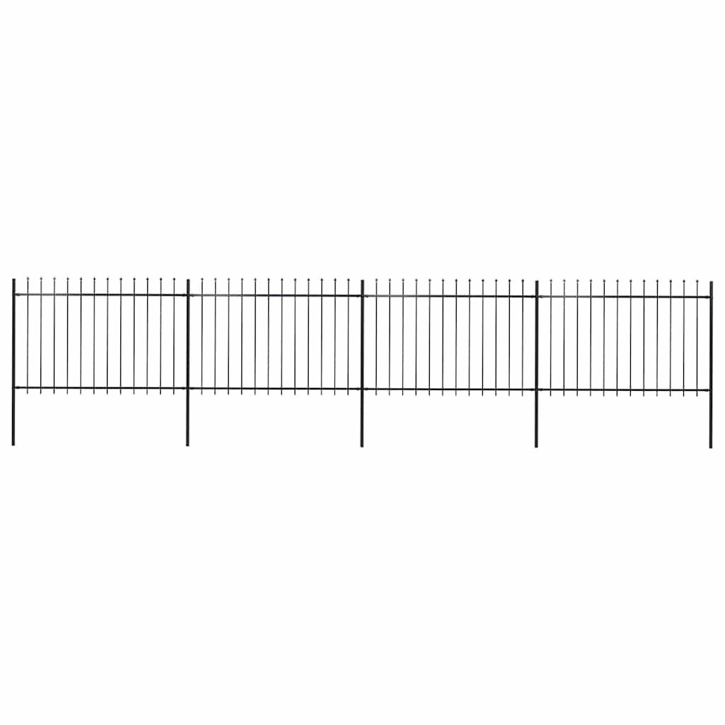 Gartenzaun mit Speerspitze Stahl 671 x 120 cm Schwarz
