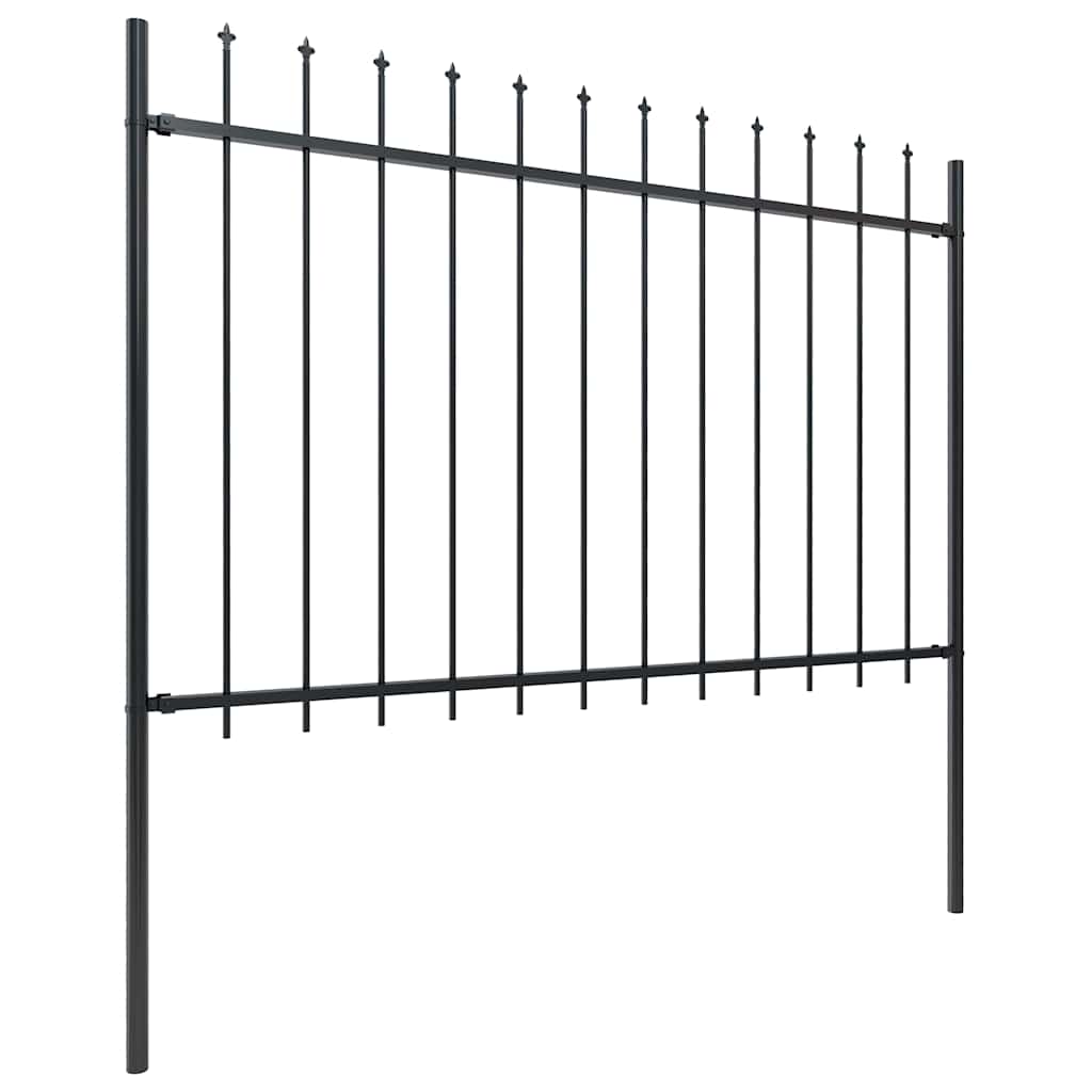 Gartenzaun mit Speerspitze Stahl 1673 x 120 cm Schwarz
