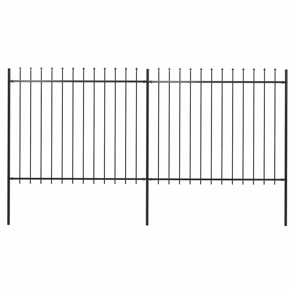 Gartenzaun mit Speerspitze Stahl 337 x 150 cm Schwarz