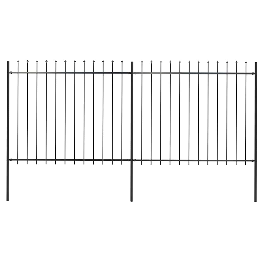Gartenzaun mit Speerspitze Stahl 337 x 150 cm Schwarz