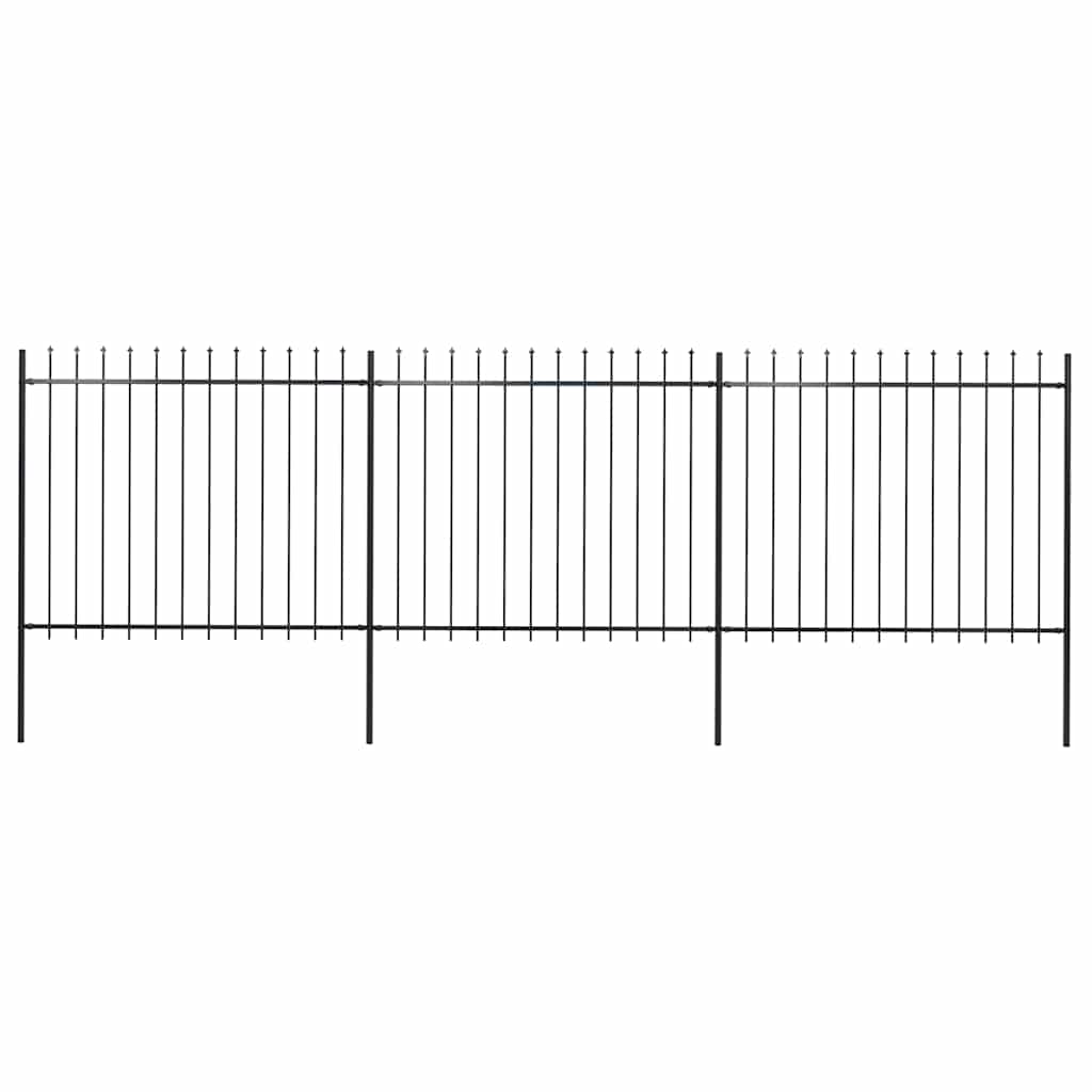 Gartenzaun mit Speerspitze Stahl 504 x 150 cm Schwarz